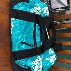 L.L. Bean Turquoise and Black Floral Travel Bag